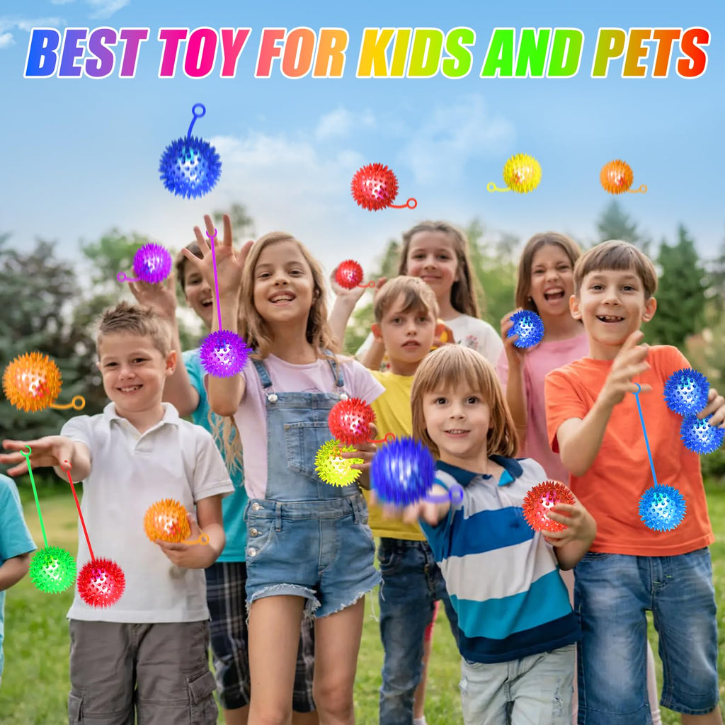 12 Pack LED Light Up Bouncy Balls for Kids - 2.2 Inch Glow in the Dark Sensory Stress Balls - Party Favors, Classroom Prizes, and Toddler Toys