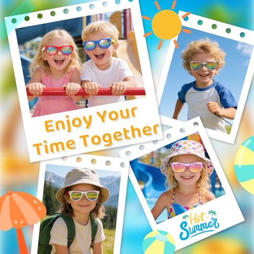 12-Pack Lifree Kids Sunglasses Bulk Party Favors - UV400 Protection for Ages 3-8, Neon Colors for Pool and Birthday Parties