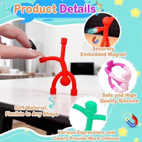 12-Pack Magnetic People Figures – Silicone Bendable Toys for Travel, Fridge, Whiteboard – Screen-Free Fun for Kids Ages 3+