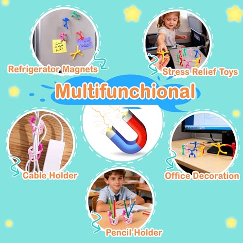 12-Pack Magnetic People Figures – Silicone Bendable Toys for Travel, Fridge, Whiteboard – Screen-Free Fun for Kids Ages 3+