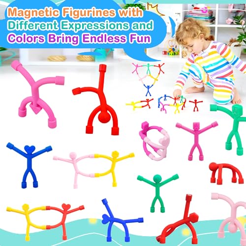 12-Pack Magnetic People Figures – Silicone Bendable Toys for Travel, Fridge, Whiteboard – Screen-Free Fun for Kids Ages 3+