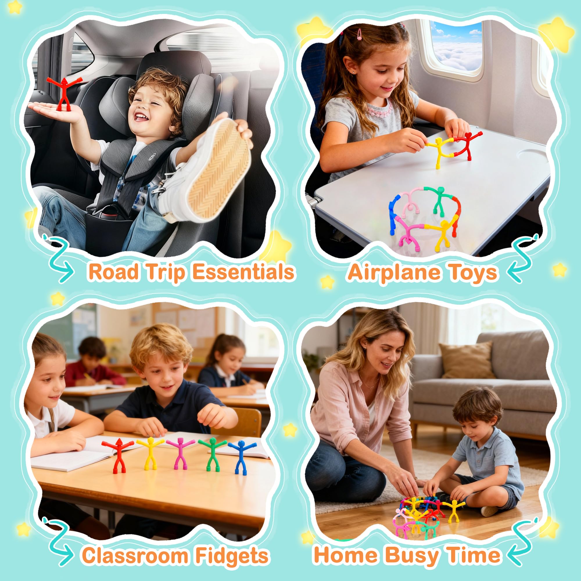 12-Pack Magnetic People Figures – Silicone Bendable Toys for Travel, Fridge, Whiteboard – Screen-Free Fun for Kids Ages 3+