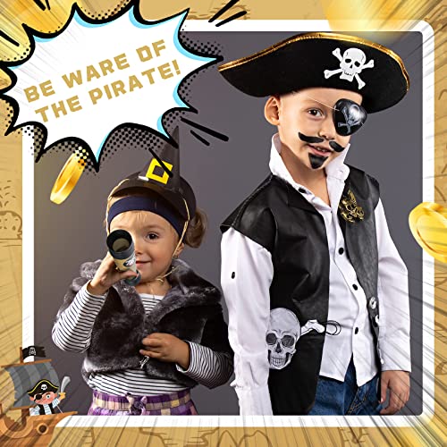 12-Pack Pirate Telescope Toys for Kids - Adjustable Spyglass Party Favors in Black & Bronze
