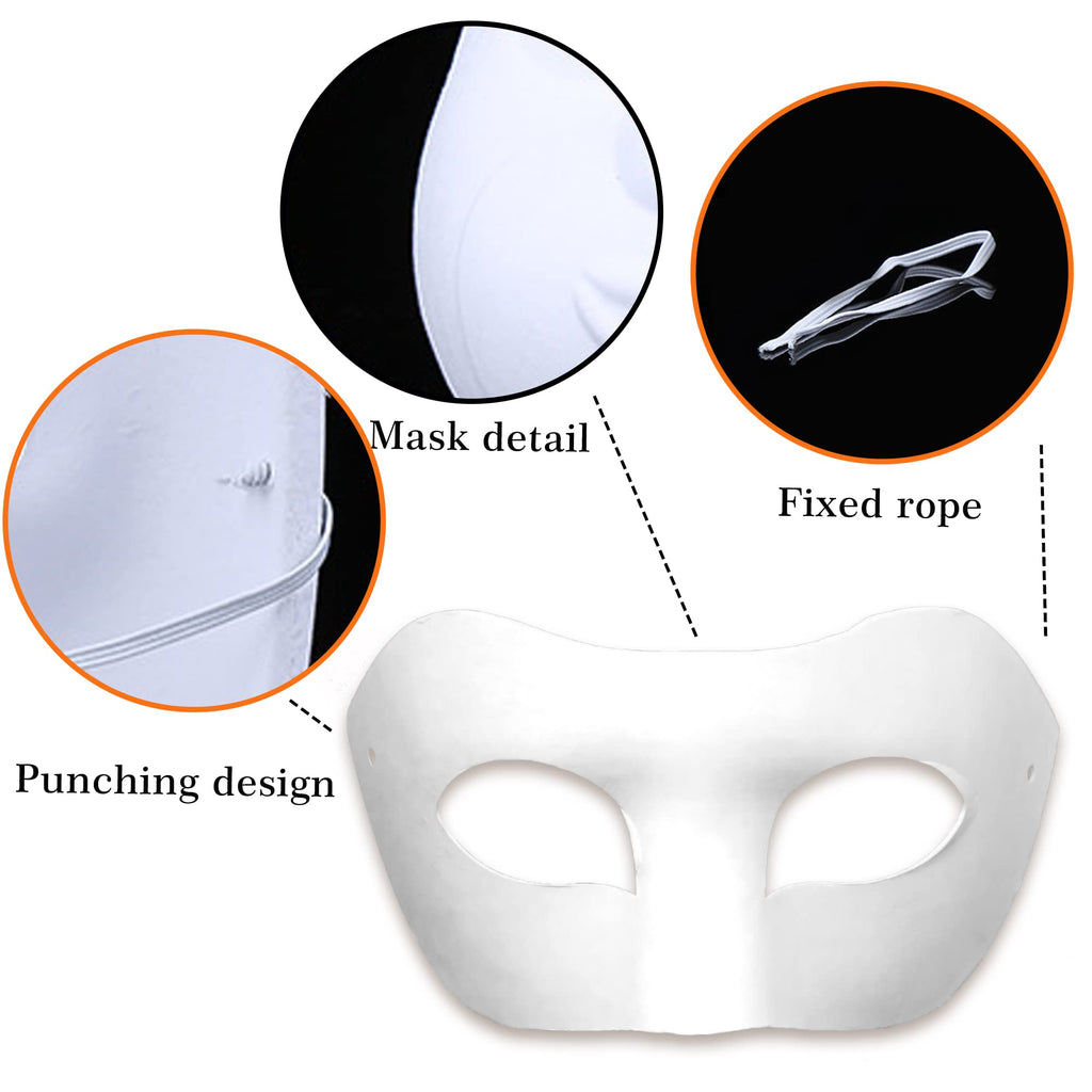 12-Pack Plain White Paper Masks for DIY Painting – Mardi Gras, Cosplay & Masquerade