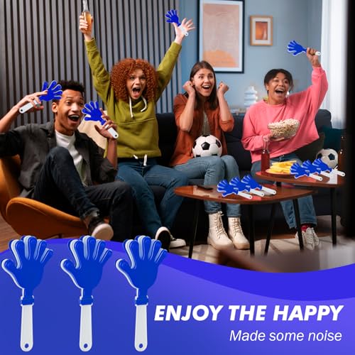 12-Pack Plastic Hand Clappers Noise Makers - Blue and White, 7.5 Inches