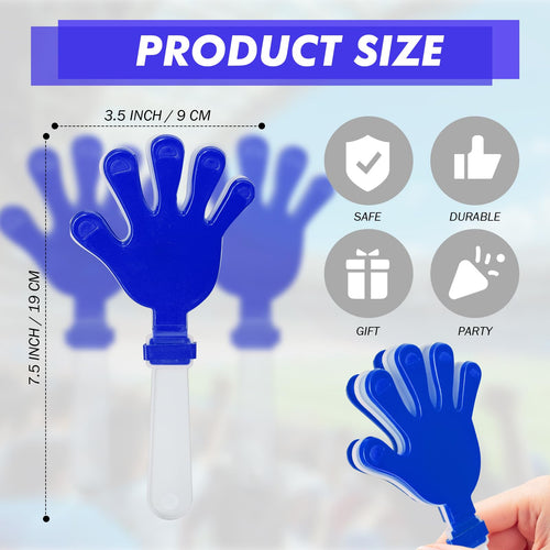 12-Pack Plastic Hand Clappers Noise Makers - Blue and White, 7.5 Inches