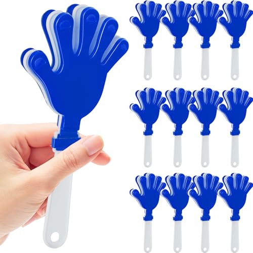 12-Pack Plastic Hand Clappers Noise Makers - Blue and White, 7.5 Inches