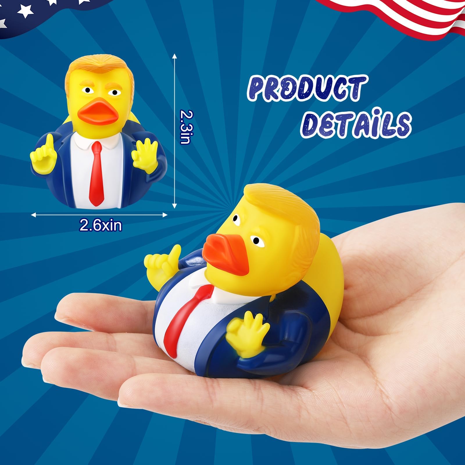 12 Pack President Rubber Ducks – Funny Patriotic Duckies for Bath, Car Dashboard, and Party Favors