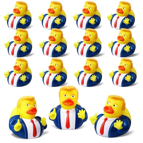 12 Pack President Rubber Ducks – Funny Patriotic Duckies for Bath, Car Dashboard, and Party Favors