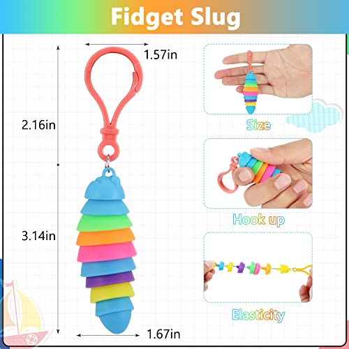 12 Pack Sensory Slug Fidget Toys – Articulated Stretch Caterpillars for Anxiety Relief and Party Favors