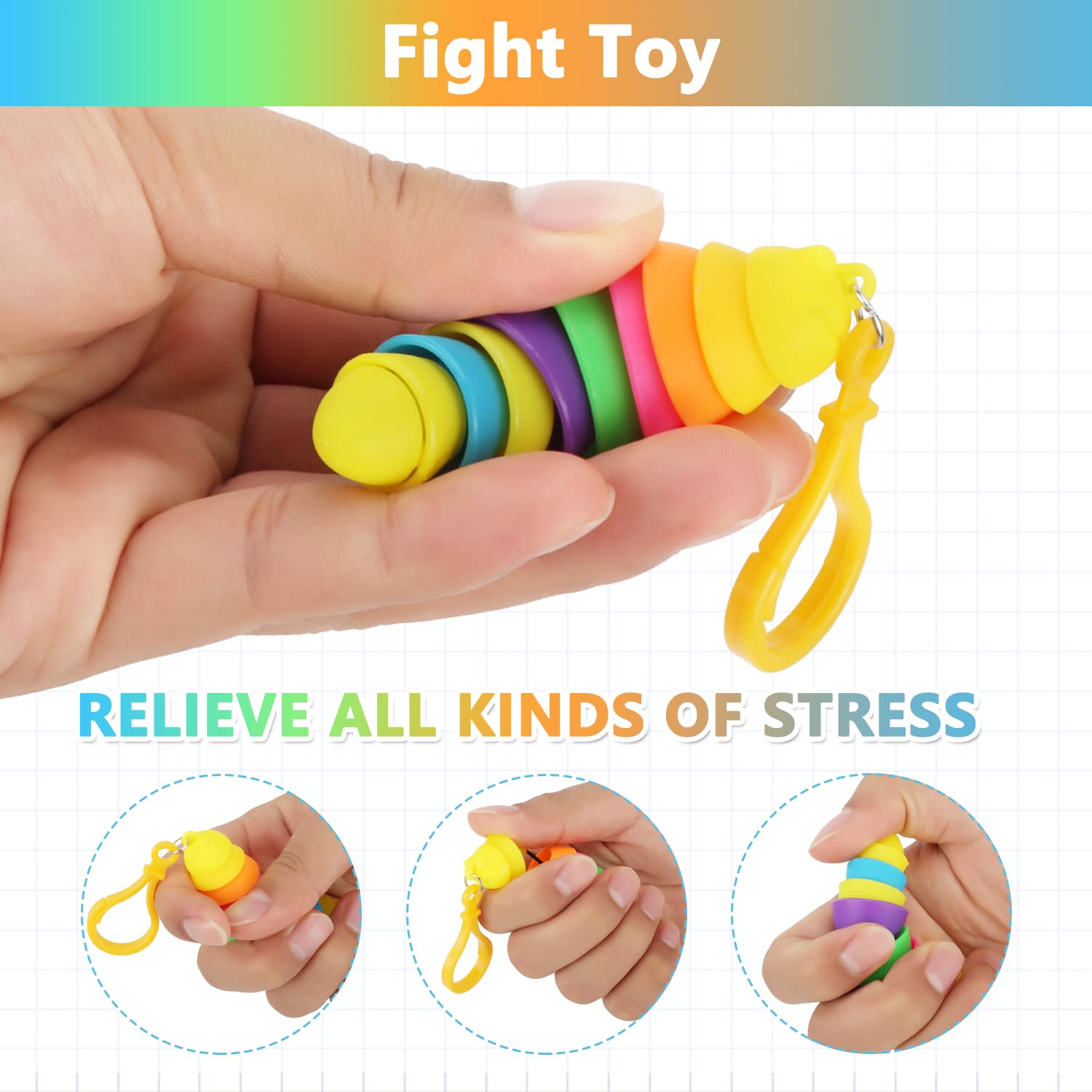 12 Pack Sensory Slug Fidget Toys – Articulated Stretch Caterpillars for Anxiety Relief and Party Favors