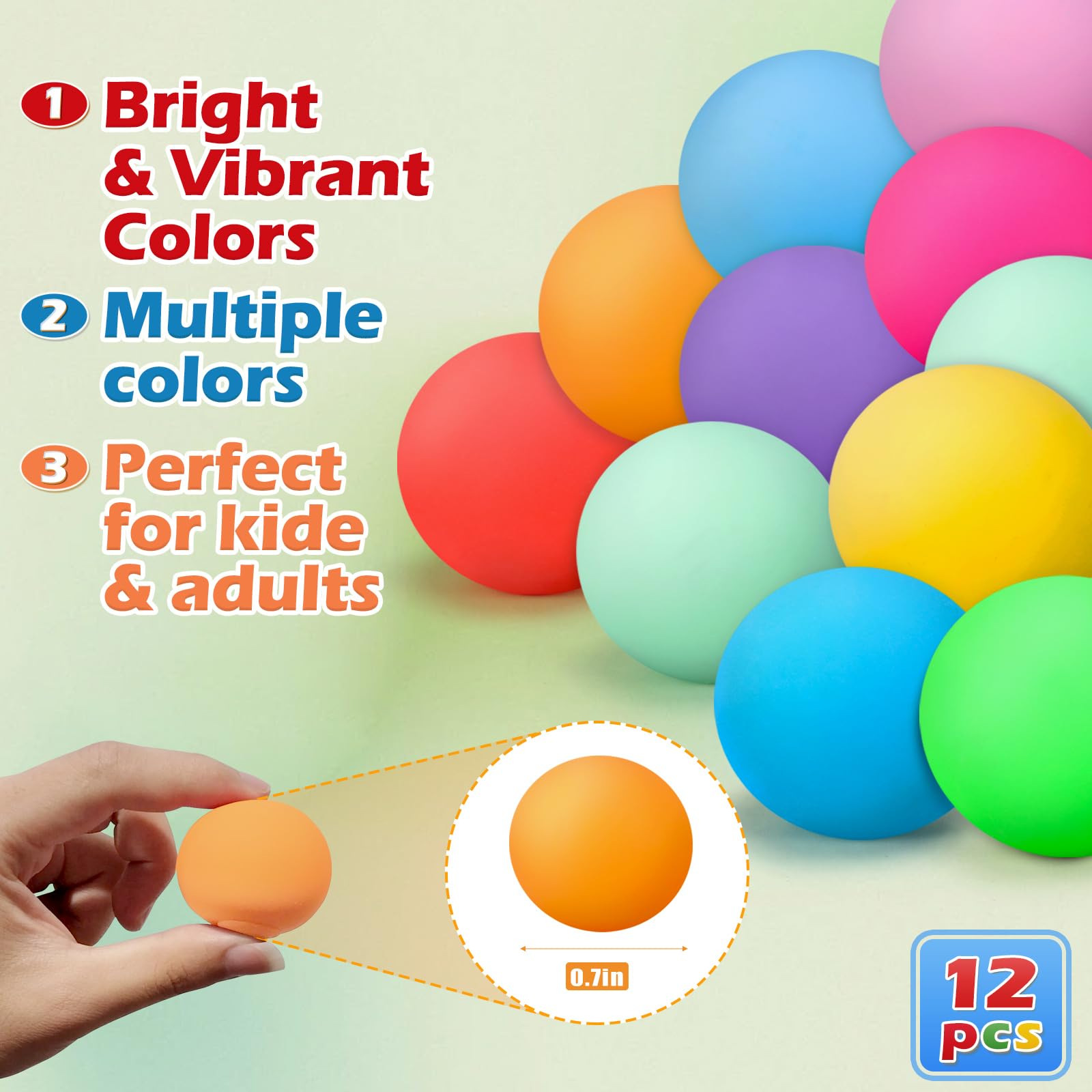 12-Pack Squeeze Stress Balls Set - Assorted Colors Fidget Toys for Anxiety Relief and Sensory Play