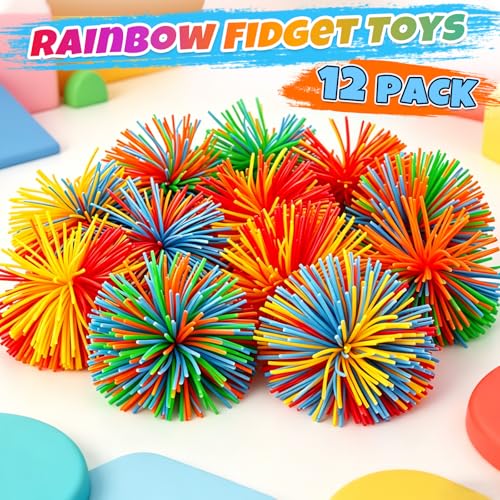 12 Pack Stringy Balls Fidget Toys – 2.75" Silicone Bouncy Stress Balls for Kids & Adults by Bloolilies