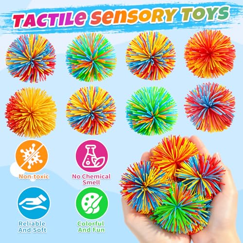 12 Pack Stringy Balls Fidget Toys – 2.75" Silicone Bouncy Stress Balls for Kids & Adults by Bloolilies