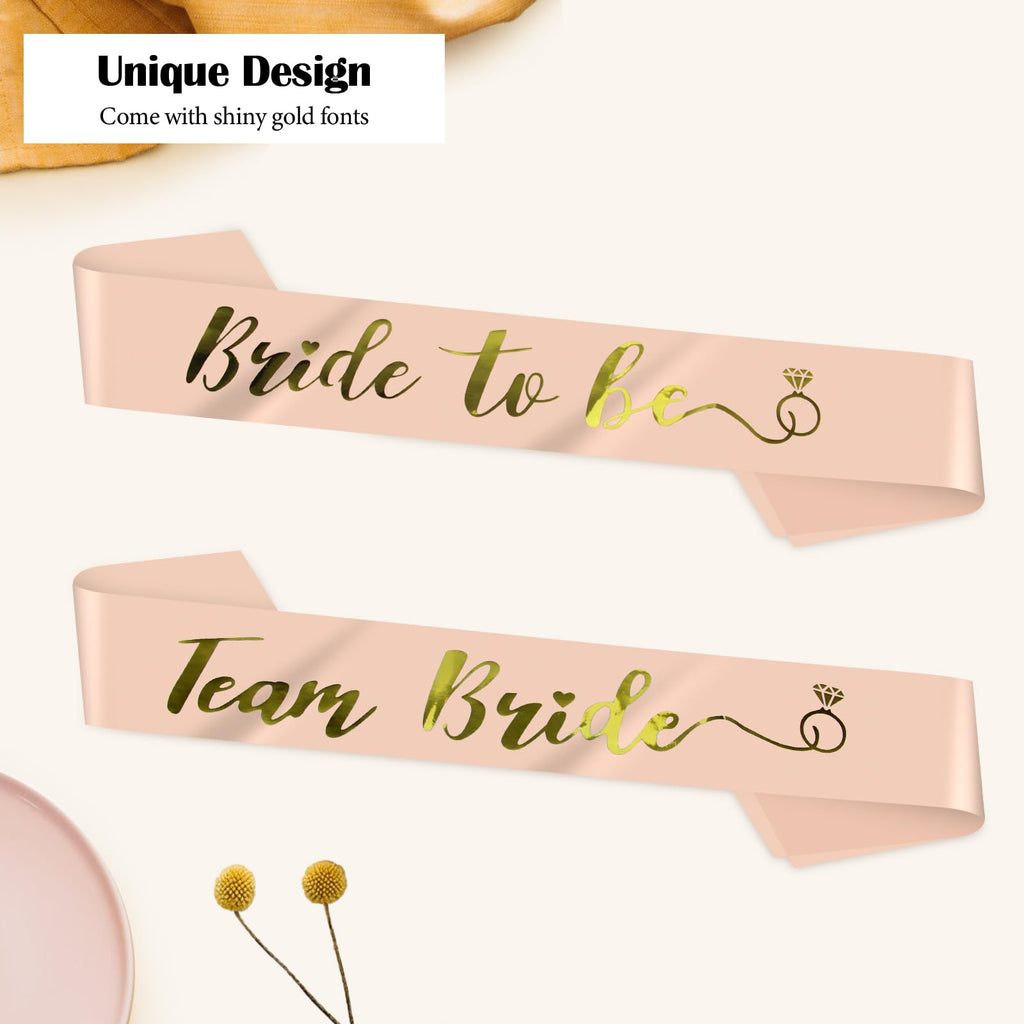 12-Pack Team Bride Sash Set for Bachelorette Party – Rose Gold Fabric Sashes (1 Bride + 11 Team)