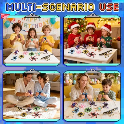 12 Pack Transformable Robot Fidget Spinners – DIY Chain Spinner Toys for Kids Adults Party Favors