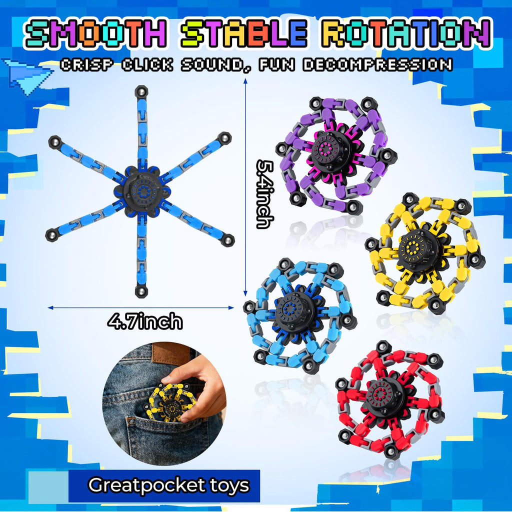 12 Pack Transformable Robot Fidget Spinners – DIY Chain Spinner Toys for Kids Adults Party Favors