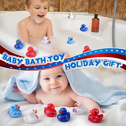 12 Patriotic Rubber Ducks - 4th of July Independence Day Bath Toys, 2 Inch USA Flag Ducks for Kids