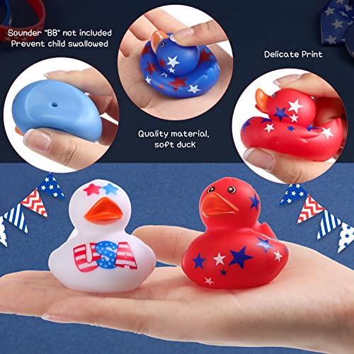 12 Patriotic Rubber Ducks - 4th of July Independence Day Bath Toys, 2 Inch USA Flag Ducks for Kids