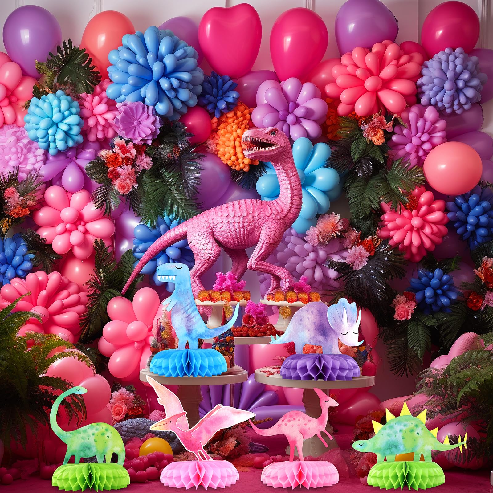 12 PCS Dinosaur Baby Shower Centerpieces – Honeycomb Table Decorations by HaPiBiDesign