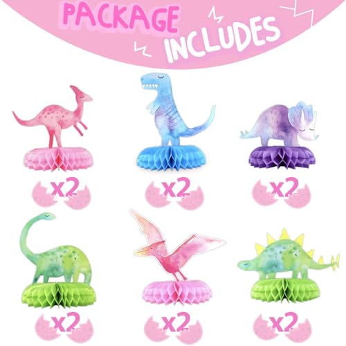 12 PCS Dinosaur Baby Shower Centerpieces – Honeycomb Table Decorations by HaPiBiDesign