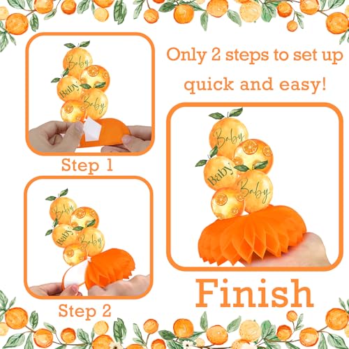 12-Piece A Little Cutie Baby Shower Centerpieces – Orange Citrus Gender Neutral Decor by Celee