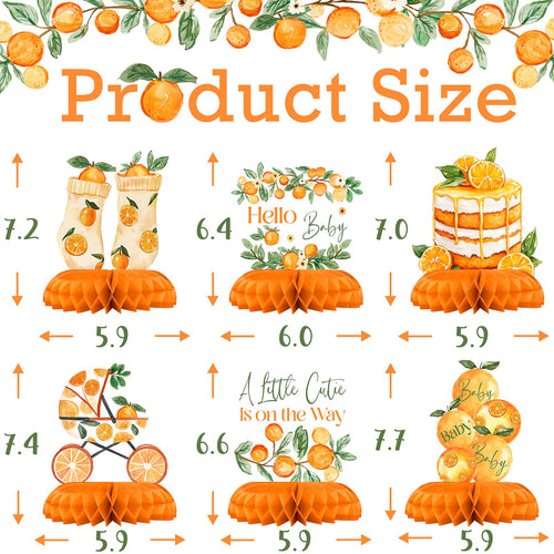 12-Piece A Little Cutie Baby Shower Centerpieces – Orange Citrus Gender Neutral Decor by Celee