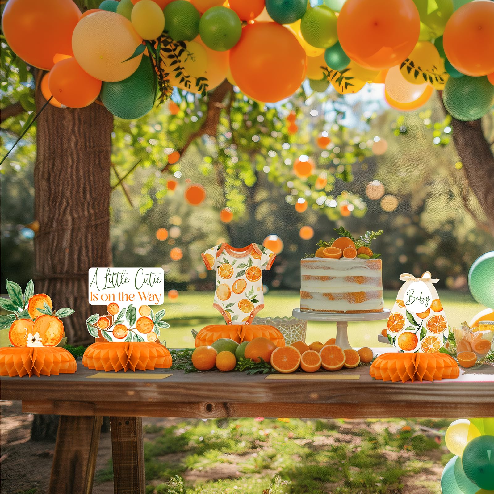 12-Piece A Little Cutie Baby Shower Centerpieces – Orange Citrus Gender Neutral Decor by Celee