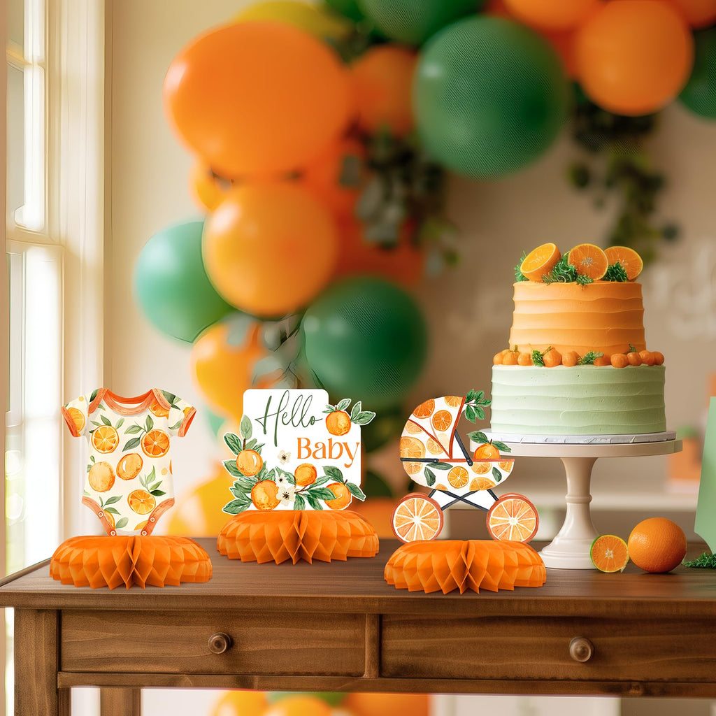 12-Piece A Little Cutie Baby Shower Centerpieces – Orange Citrus Gender Neutral Decor by Celee