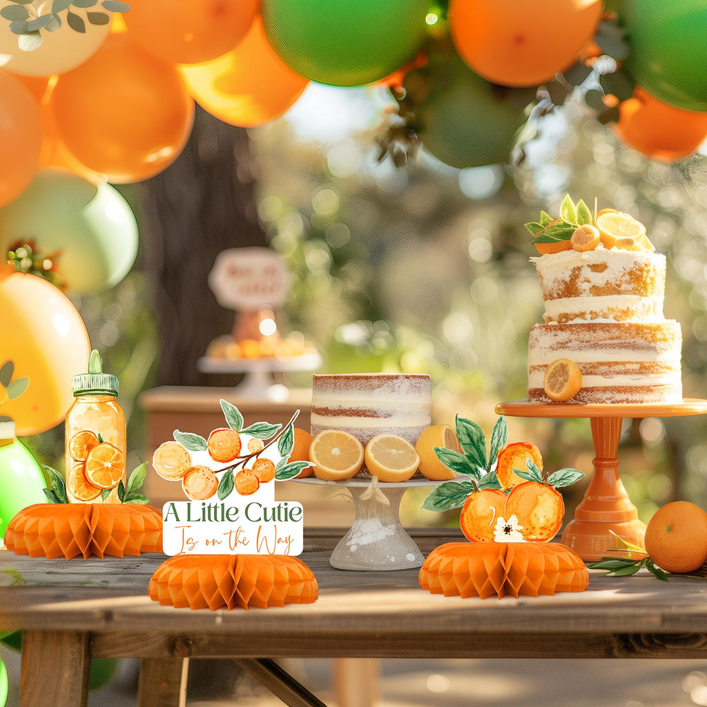 12-Piece A Little Cutie Baby Shower Centerpieces – Orange Citrus Gender Neutral Decor by Celee