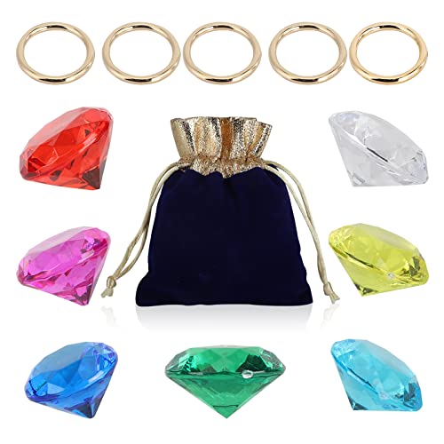 12-Piece Acrylic Diamond Gemstone and Golden Power Ring Set with Storage Bag – Inspired by Blue Hedgehog Rings