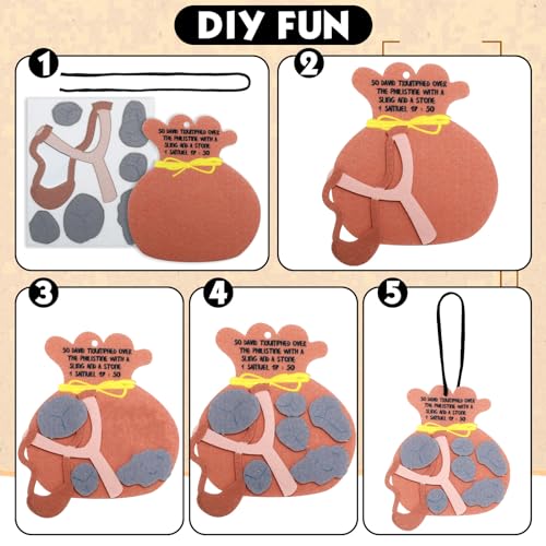 12-Piece David and Goliath Ornament Craft Kit – Felt Bible Story Activity for Sunday School & Home