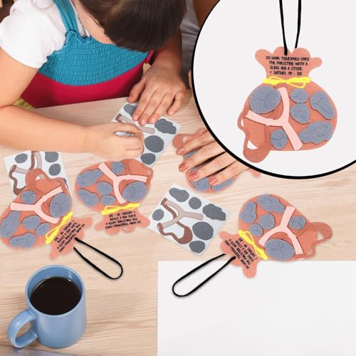 12-Piece David and Goliath Ornament Craft Kit – Felt Bible Story Activity for Sunday School & Home