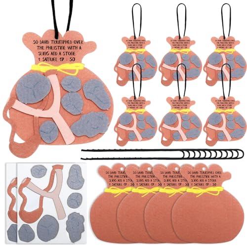 12-Piece David and Goliath Ornament Craft Kit – Felt Bible Story Activity for Sunday School & Home