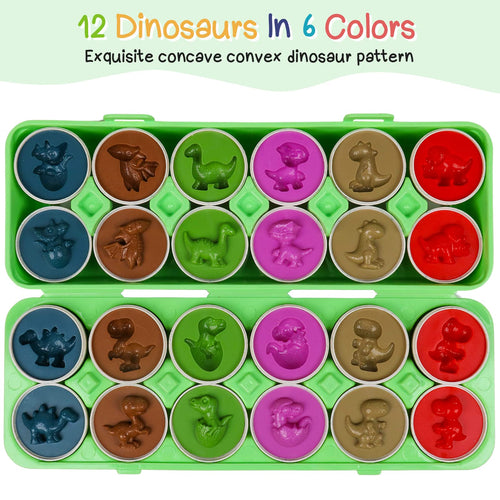 12-Piece Dinosaur Egg Matching Puzzle – Montessori Shape & Color Sorting Toy for Toddlers 1-3