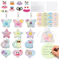 12-Piece DIY Plush Keychain Craft Kit for Kids – Double-Sided Party Favors with Stickers and Mood Cards