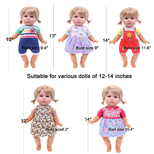 12-Piece Doll Clothes Set for 12-14.5 Inch Dolls – Soft Cotton Dresses & Accessories
