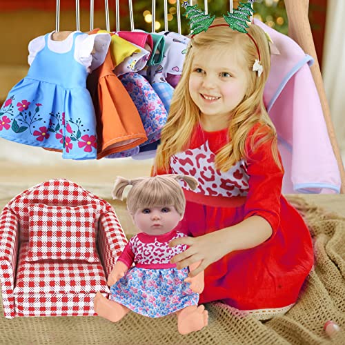 12-Piece Doll Clothes Set for 12-14.5 Inch Dolls – Soft Cotton Dresses & Accessories