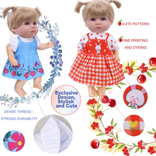 12-Piece Doll Clothes Set for 12-14.5 Inch Dolls – Soft Cotton Dresses & Accessories