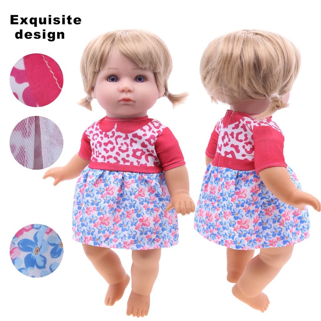 12-Piece Doll Clothes Set for 12-14.5 Inch Dolls – Soft Cotton Dresses & Accessories