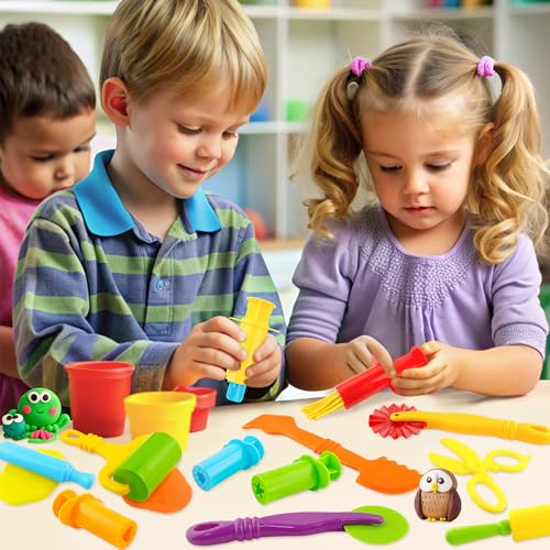 12-Piece Dough Tools Set for Kids – Includes 5 Extruders, Scissors, Rollers, Cutters | Non-Toxic ABS Plastic, Ages 3+
