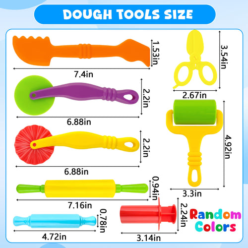 12-Piece Dough Tools Set for Kids – Includes 5 Extruders, Scissors, Rollers, Cutters | Non-Toxic ABS Plastic, Ages 3+