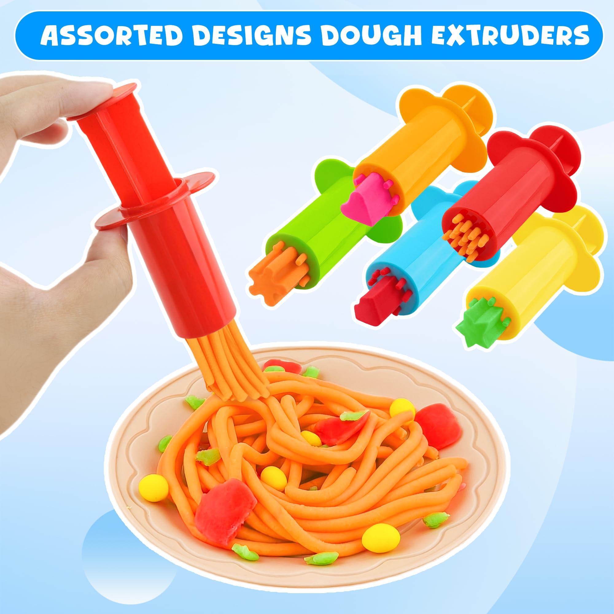 12-Piece Dough Tools Set for Kids – Includes 5 Extruders, Scissors, Rollers, Cutters | Non-Toxic ABS Plastic, Ages 3+