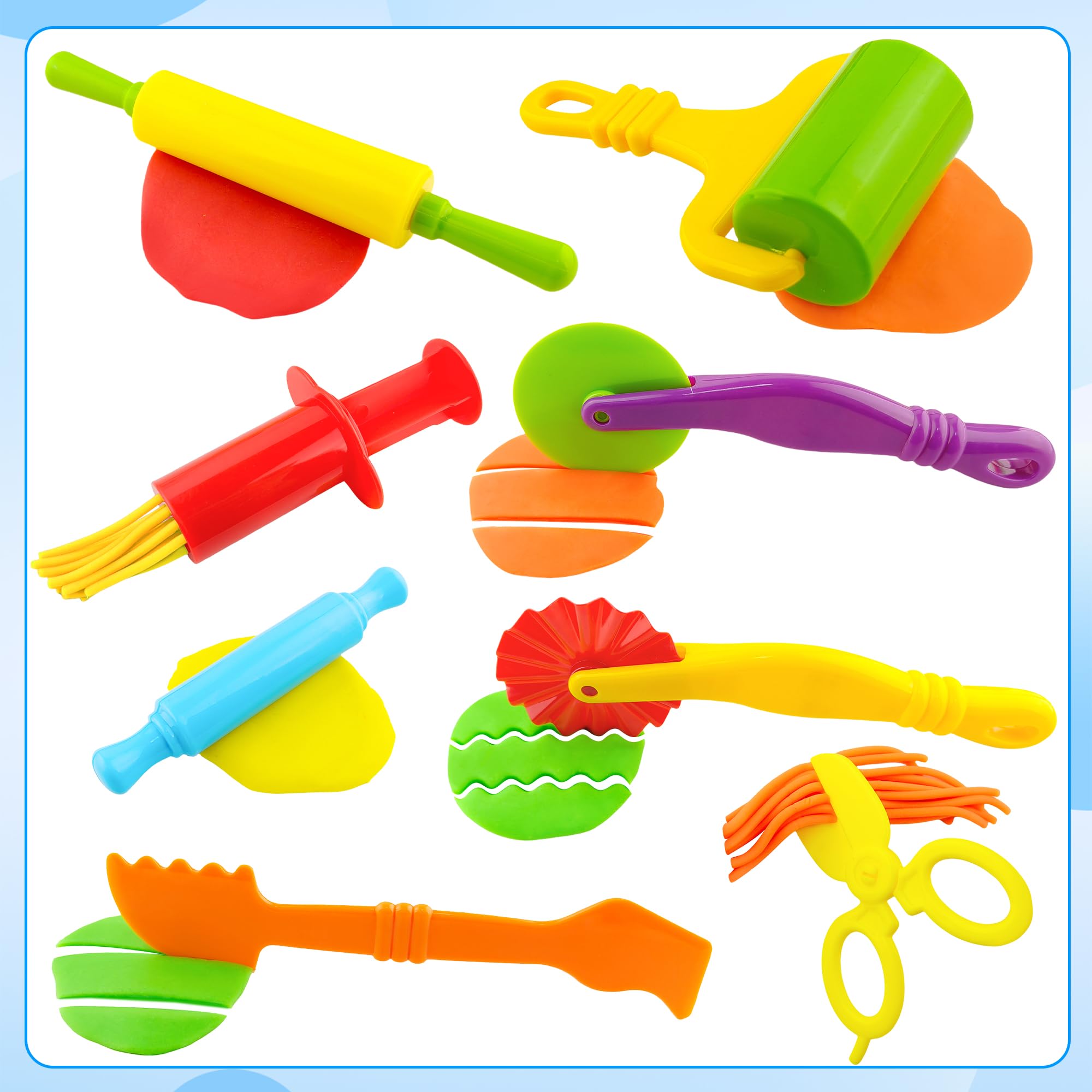 12-Piece Dough Tools Set for Kids – Includes 5 Extruders, Scissors, Rollers, Cutters | Non-Toxic ABS Plastic, Ages 3+