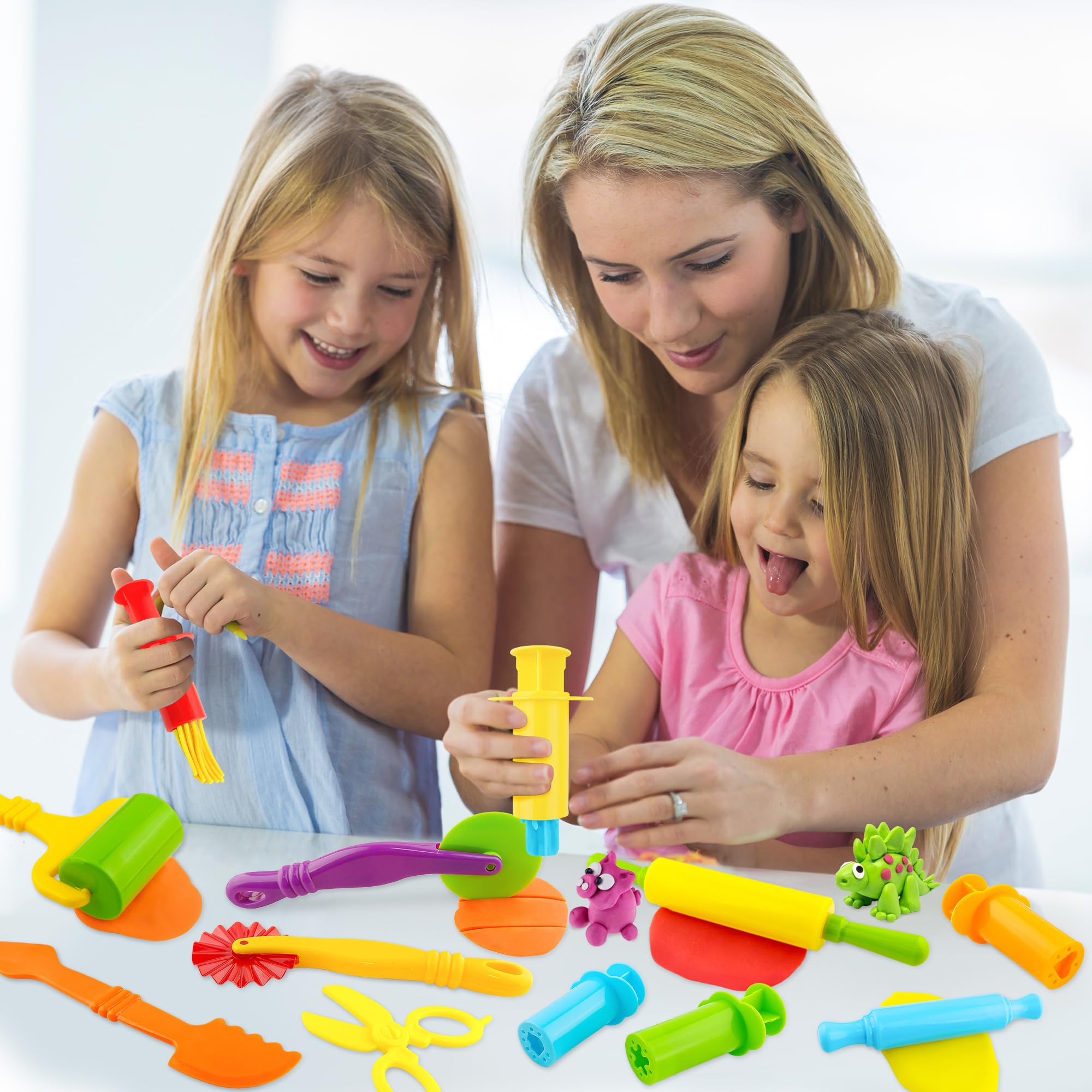 12-Piece Dough Tools Set for Kids – Includes 5 Extruders, Scissors, Rollers, Cutters | Non-Toxic ABS Plastic, Ages 3+