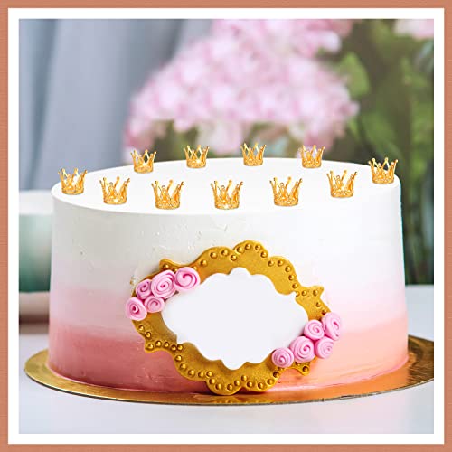 12-Piece Mini Crown Cake Toppers – Gold Alloy & Crystal Tiny Queen Tiaras for Wedding, Birthday & Baby Shower