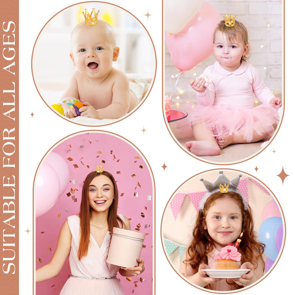 12-Piece Mini Crown Cake Toppers – Gold Alloy & Crystal Tiny Queen Tiaras for Wedding, Birthday & Baby Shower