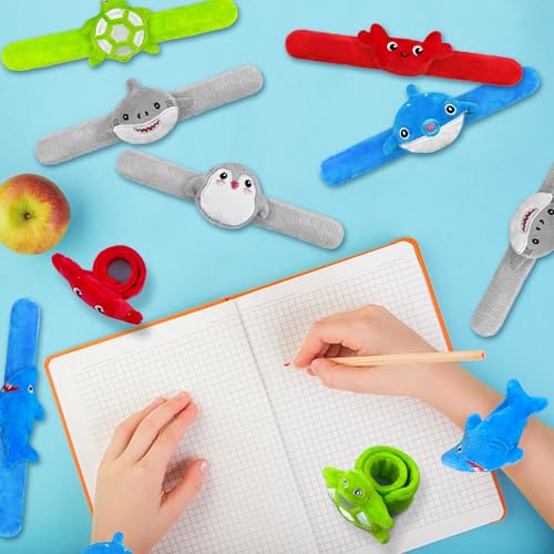 12-Piece Set of Ocean Animal Plush Slap Bracelets - XIPEGPA Cute Wrist Toys for Teens and Adults
