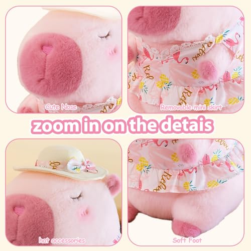 12" Pink Capybara Plush in Swimsuit & Sunhat – Soft Hugging Gift by TITQWOP