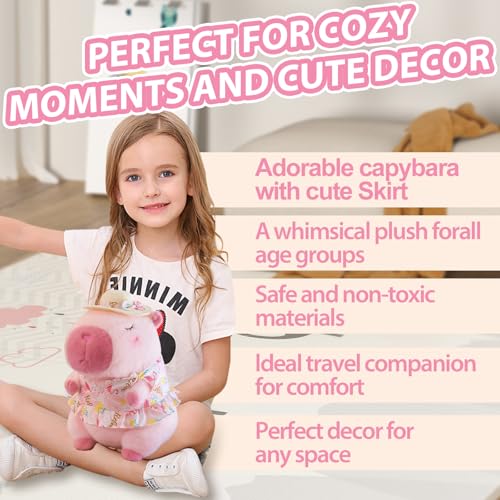 12" Pink Capybara Plush in Swimsuit & Sunhat – Soft Hugging Gift by TITQWOP